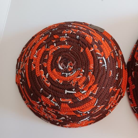 NFL Cleveland Browns Football SET OF 2 Snack Bowls Handmade Coiled Fabric Sewn - Picture 5 of 9